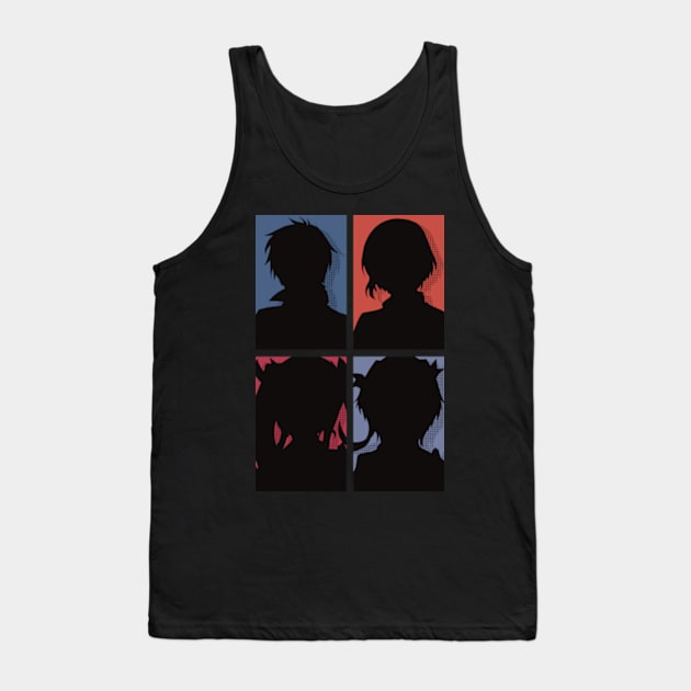 The Misfit of Demon King Academy or Maou Gakuin Anime Characters : Anos Voldigoad, Misha Necron, Sasha Necron, and Lay Glanzudlii in Silhouette Pop art Design Tank Top by Animangapoi